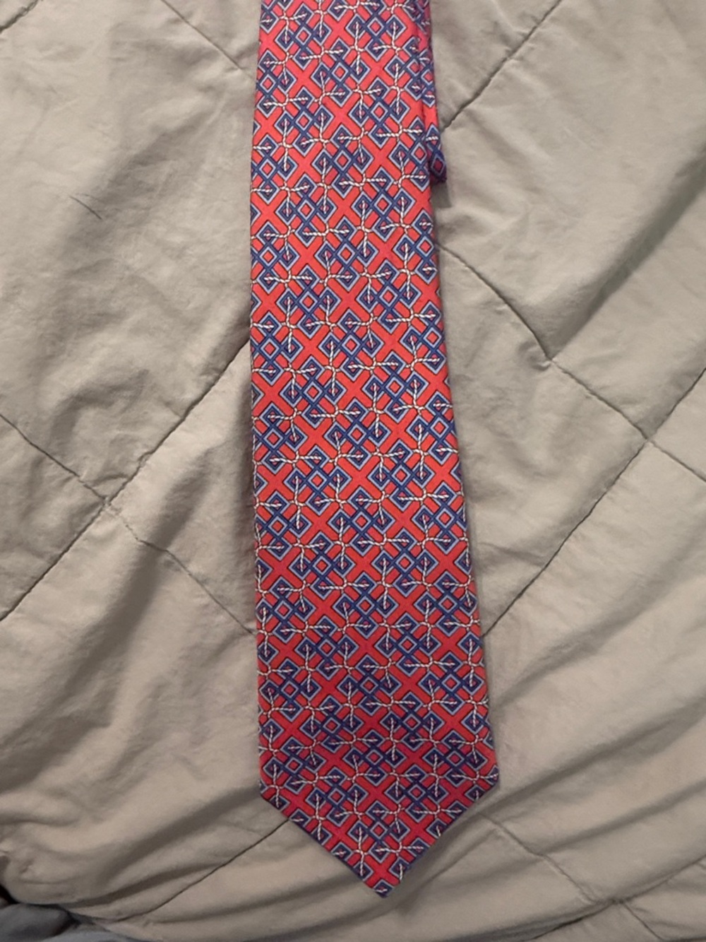 Hermes Pink and Blue Geometric Silk Tie